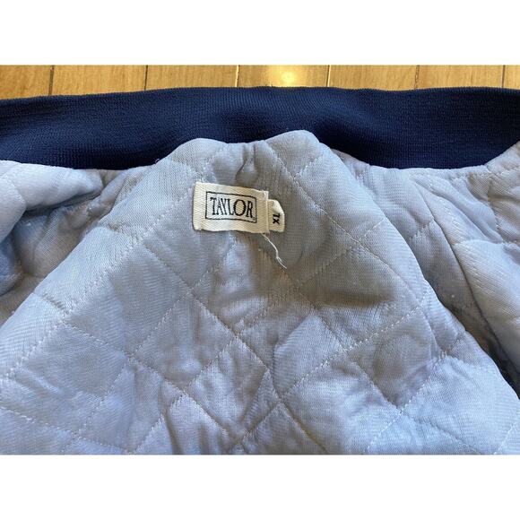 VTG Taylor Jackets Satin Bomber Jacket NAVY‎ BLUE UPPER DECK Sz XL Made In USA - Picture 6 of 6